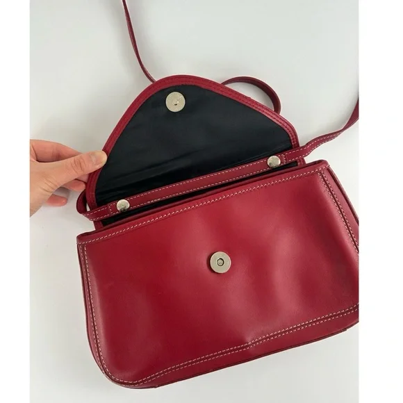 Vintage Bandolini Genuine Leather Small Red Crossbody Bag - Picture 3 of 6